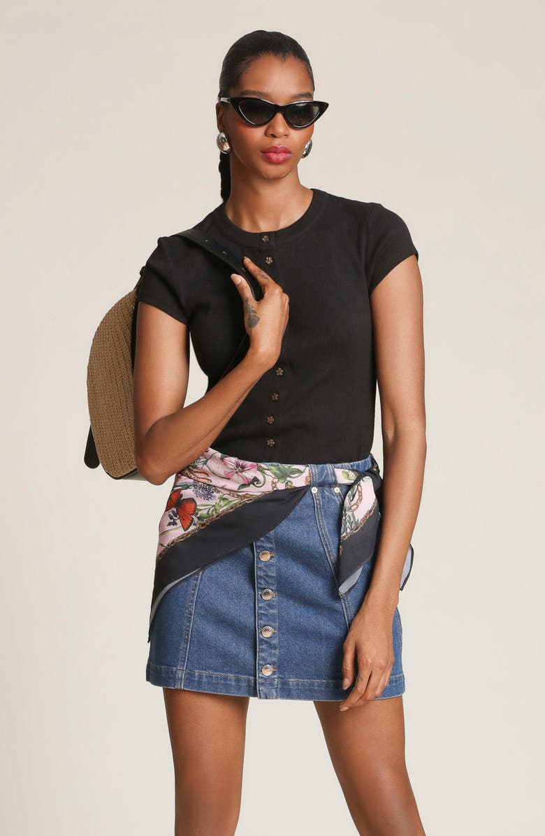 Avec Les Filles Side Panel Denim Skirt, Alternate, color, Viceroy Wash
