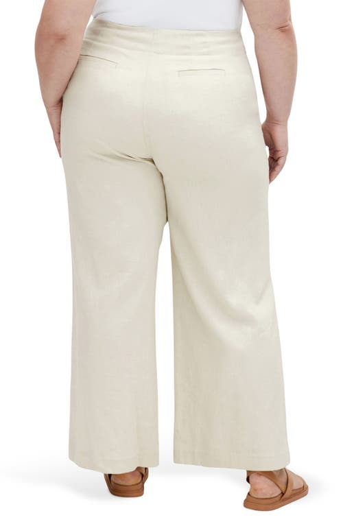 City Chic Viven Linen Blend Wide Leg Pants In Cream