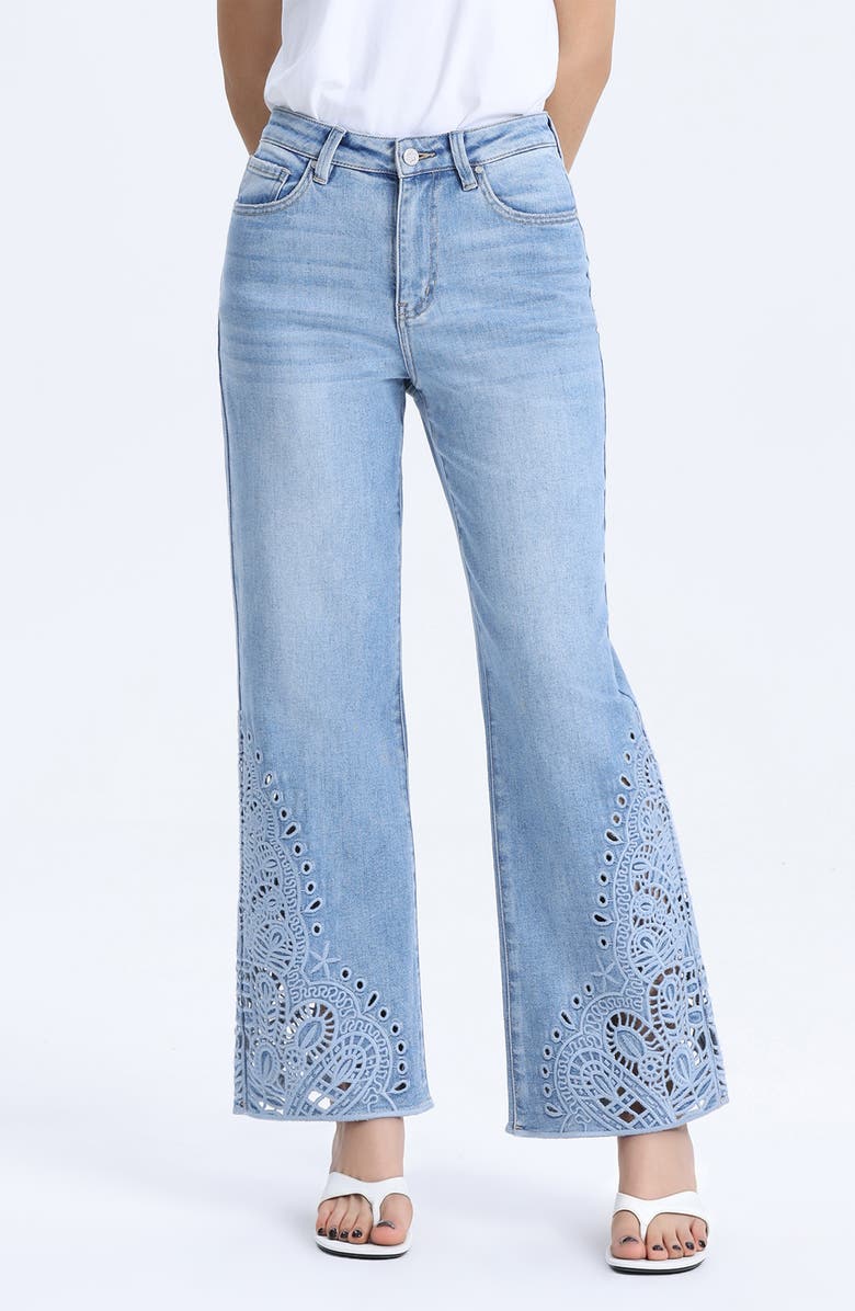 Bayeas High Waist Flare jeans, Main, color, Cloud Motion