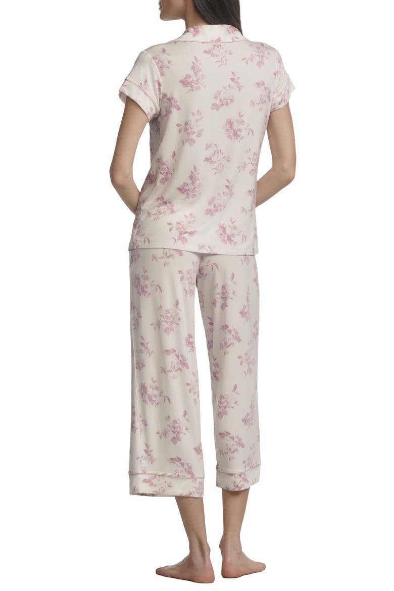 Gisele Printed Short Sleeve Cropped Pajamas, Alternate, color, ROSE GARDEN CAMEO PINK/PALE PI