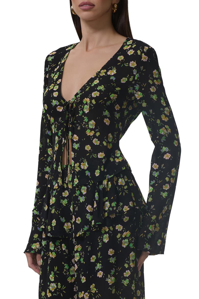 Tyra Tie Front Top, Alternate, color, CITRUS DAISY