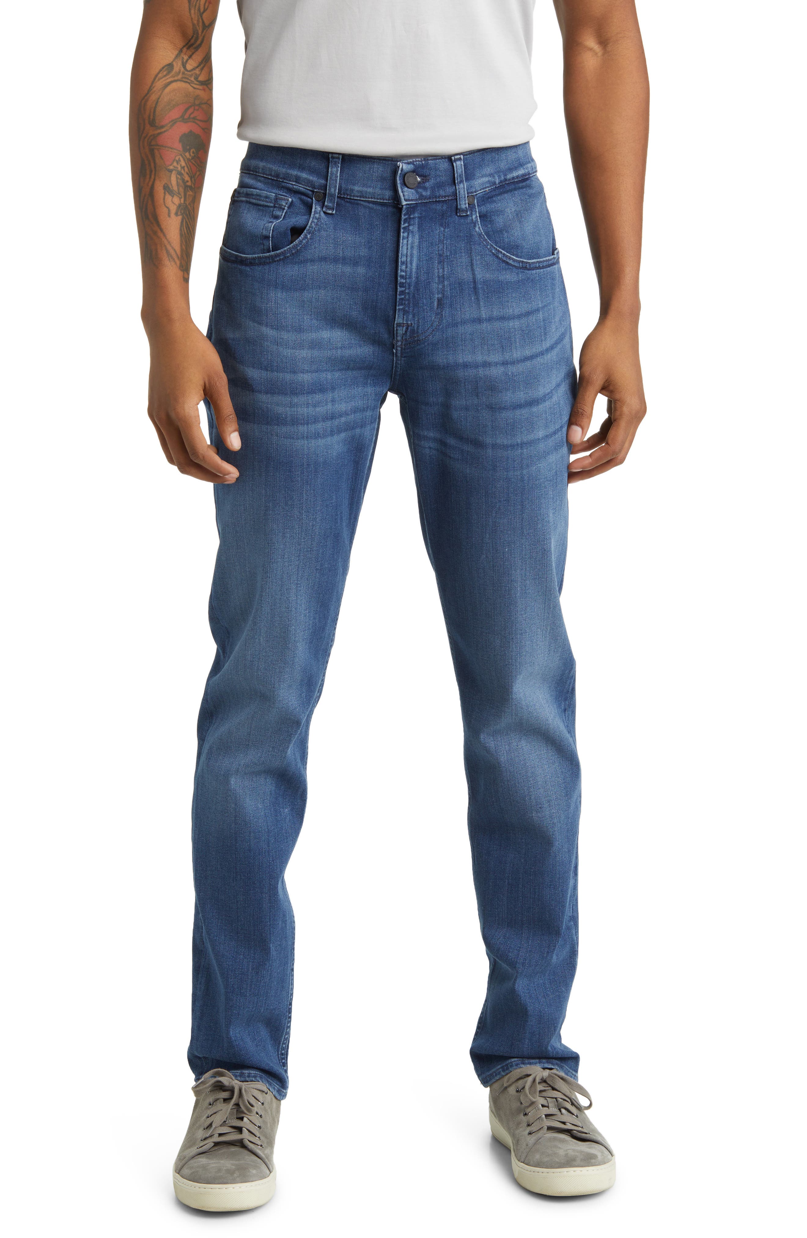 7 For All Mankind Luxe Performance Plus Slimmy Taper Jeans In Blue