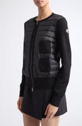 Moncler Mixed Media Quilt Front Wool Cardigan