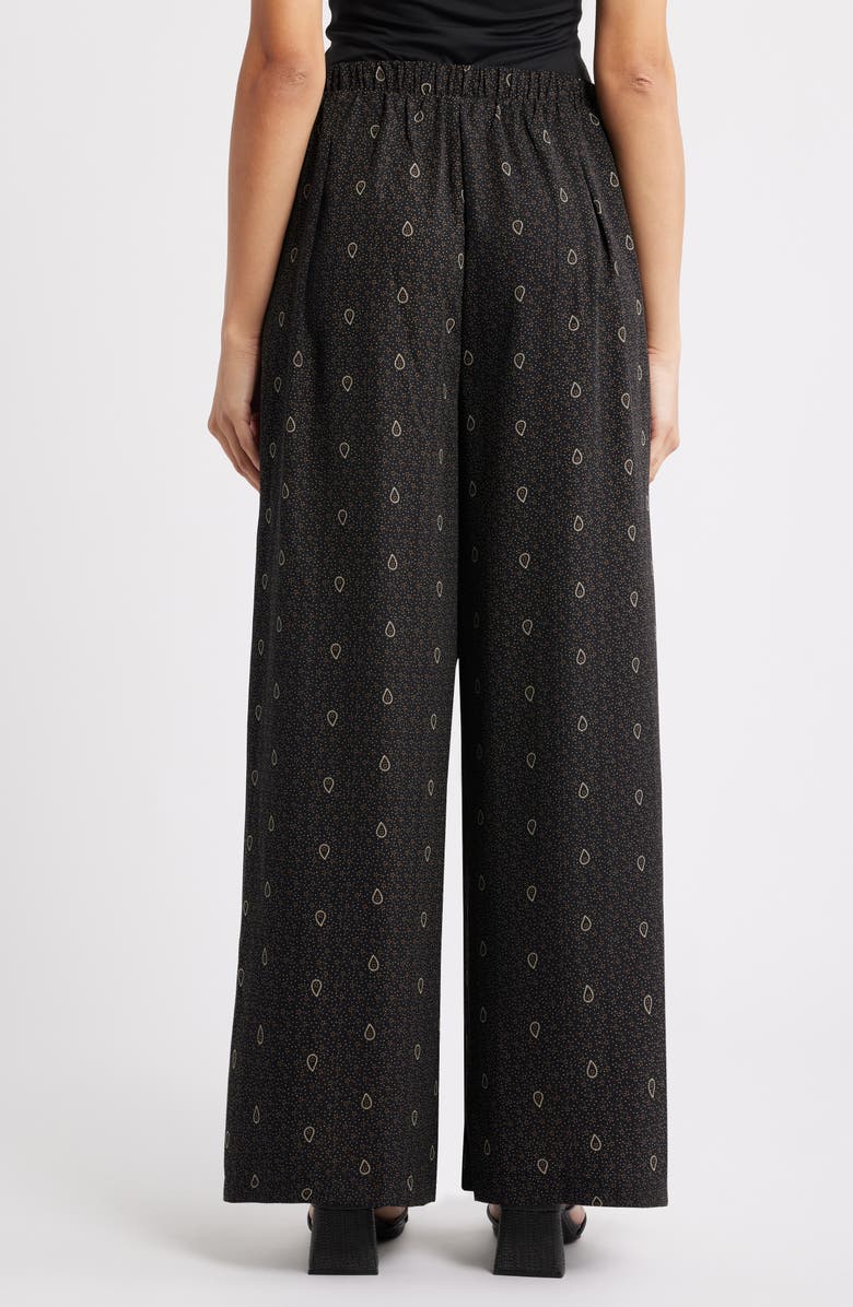 Bobeau Allover Print Wide Leg Pants, Alternate, color, Navy/ Curry Ditsy