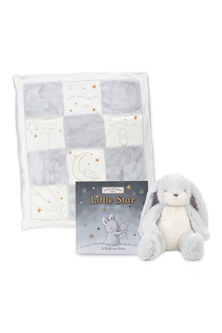 Little Star Quilt, Board Book & Stuffed Animal Set, Main, color, GREY