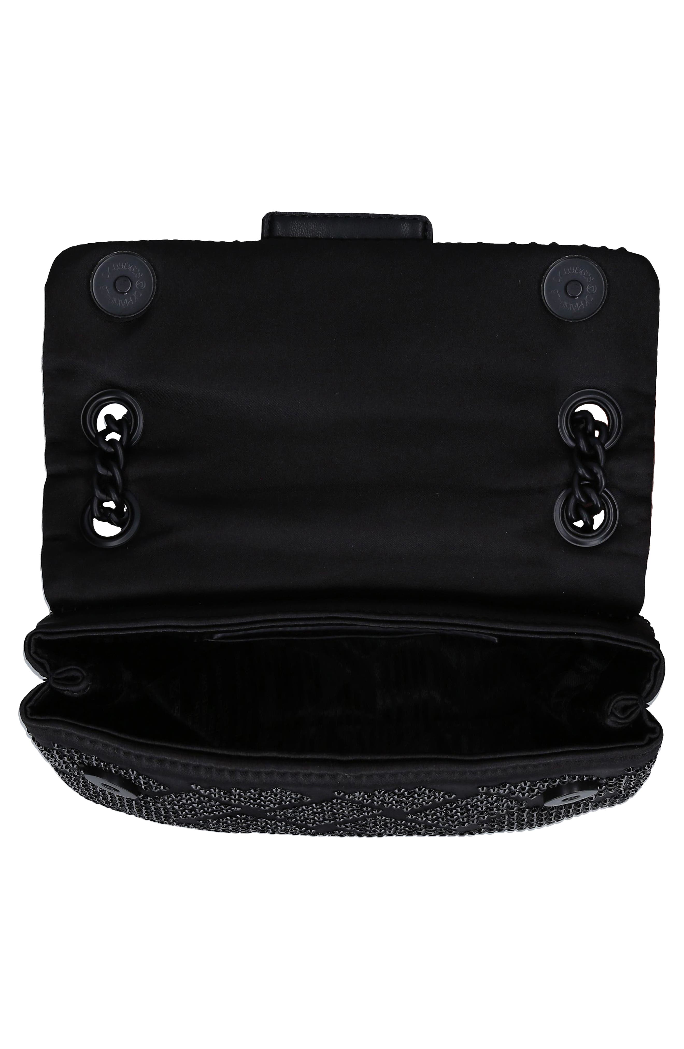 Kurt Geiger London Mini Kensington Embellished Fabric Convertible Crossbody Bag, Alternate, color, Black