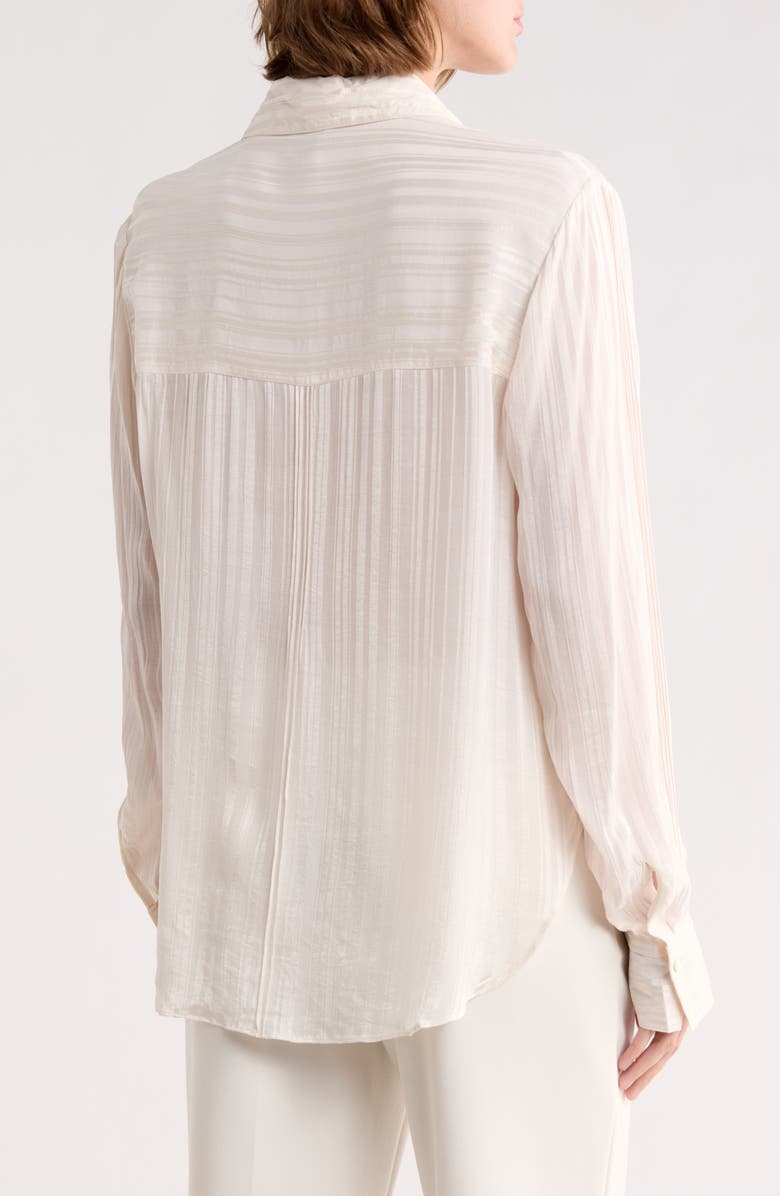 T Tahari Sheer Stripe Pintuck Button-Up Shirt, Alternate, color, Cream