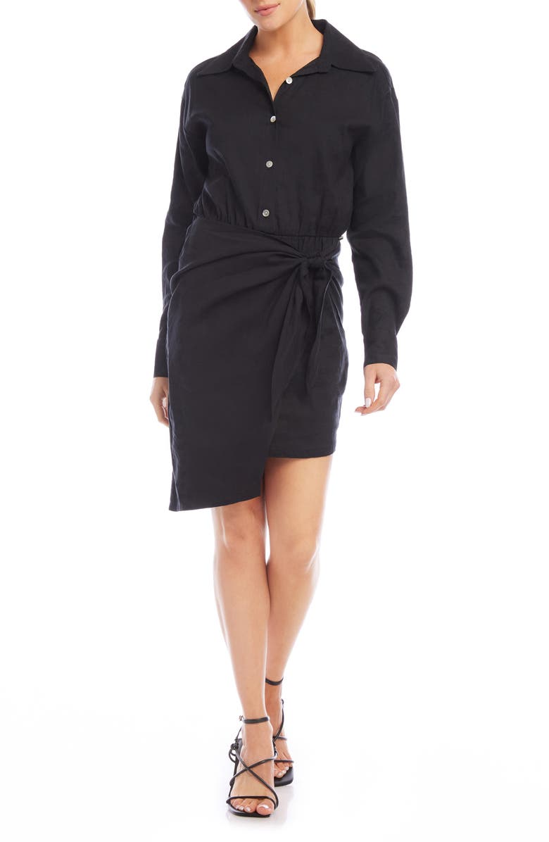 FIFTEEN TWENTY Maeve Long Sleeve Linen Blend Shirtdress, Main, color, 