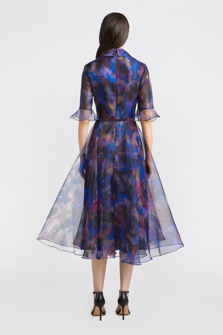Colette Shirt Button Down Organza Dress, Alternate, color, Shadow Aura