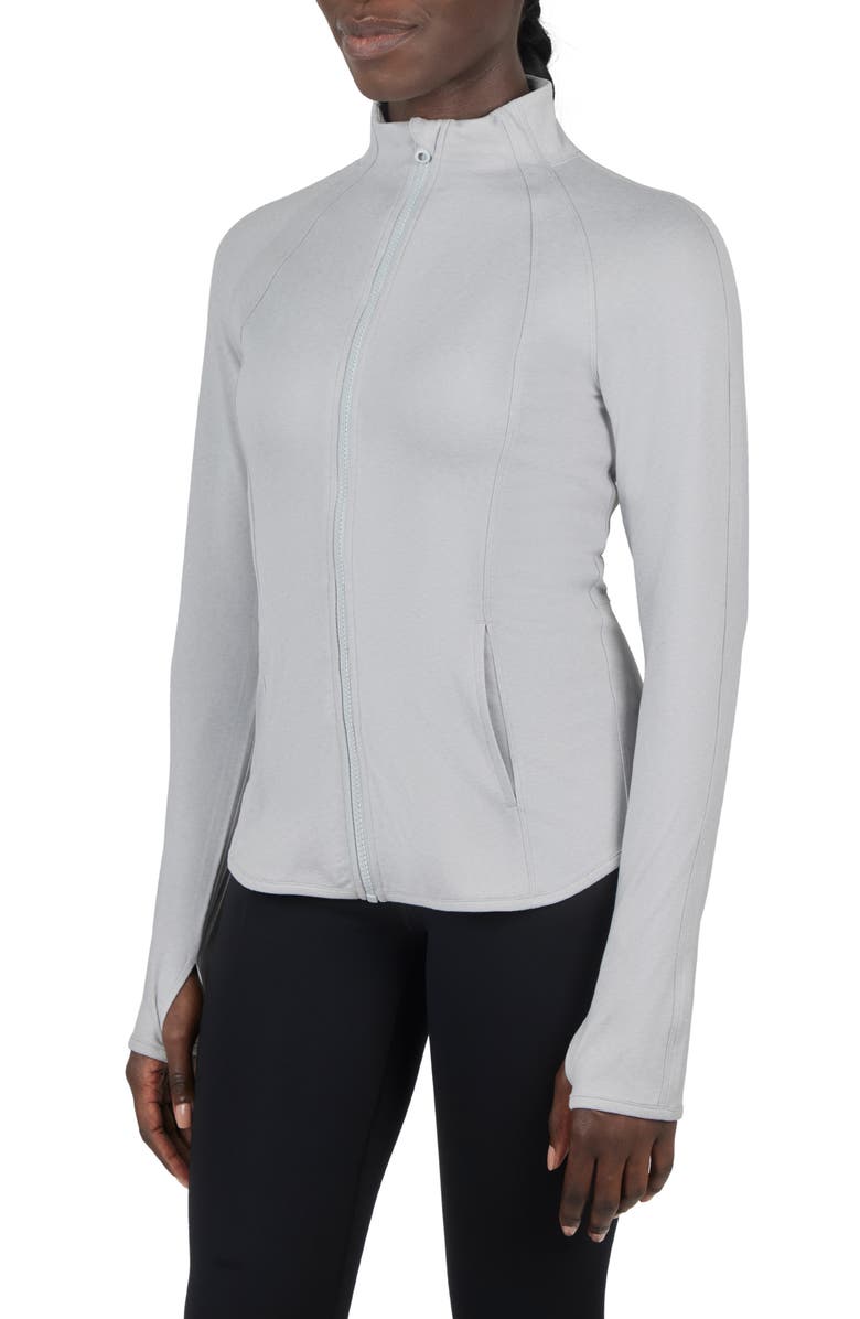 YOGALICIOUS Lux Rebel Full Zip Sweatshirt, Alternate, color, Heather Grey