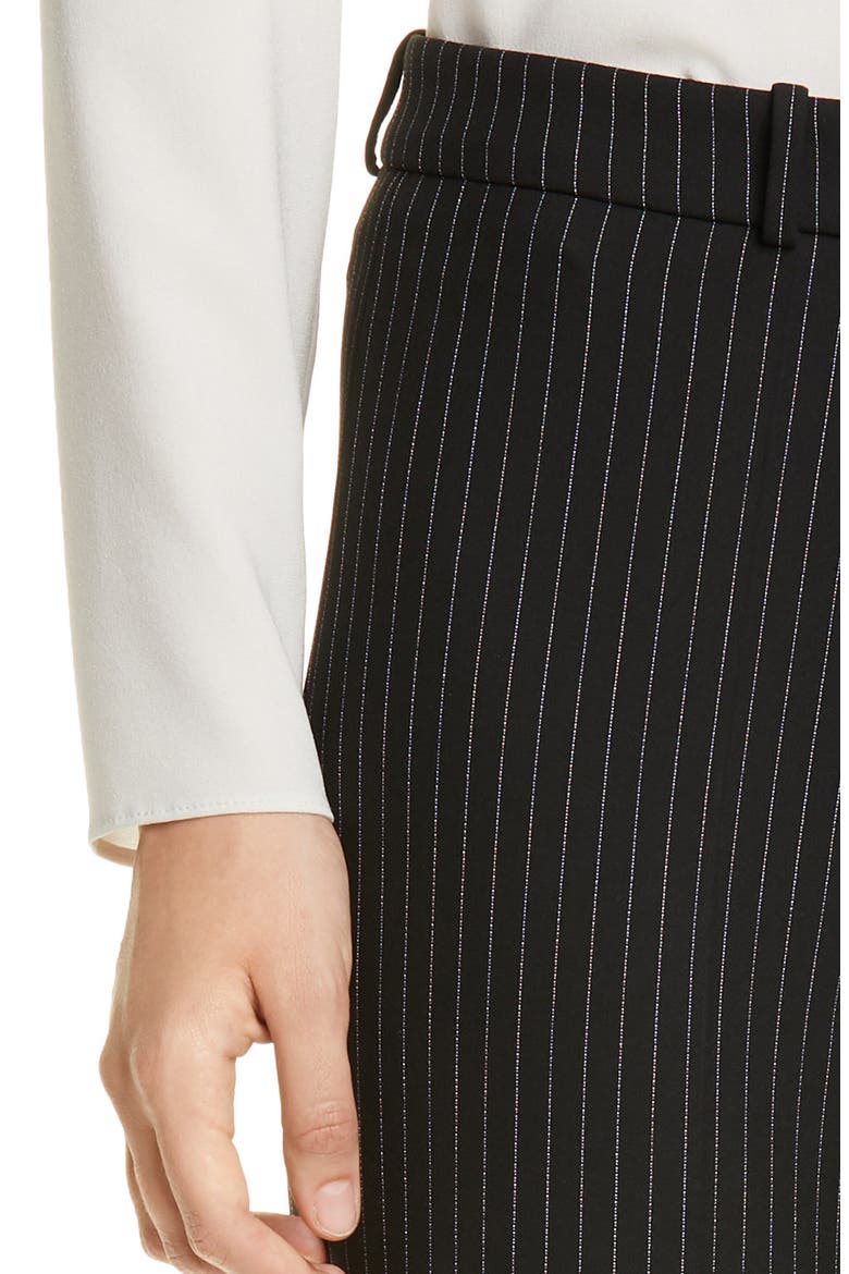 Tiluna Pinstripe Tapered Leg Ponte Trousers, Alternate, color, BLACK PINSTRIPE
