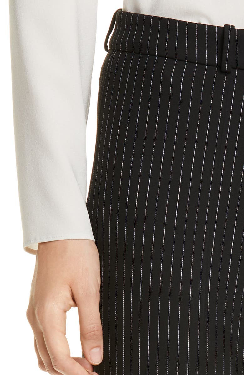 BOSS Tiluna Pinstripe Tapered Leg Ponte Trousers, Alternate, color, 
