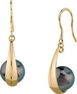 The Pearl Source 14K Gold Tahitian South Sea Pearl Regina Earrings