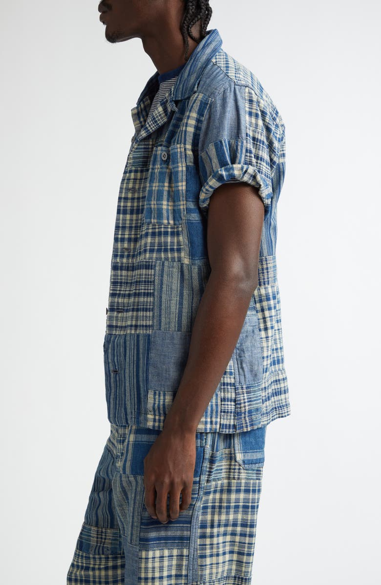Double RL Indigo Patchwork Camp Shirt, Alternate, color, Indigo Patchwork