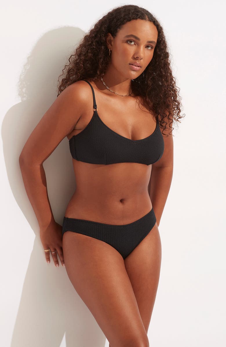 Seafolly Sea Dive Hipster Bikini Bottoms, Alternate, color, Black