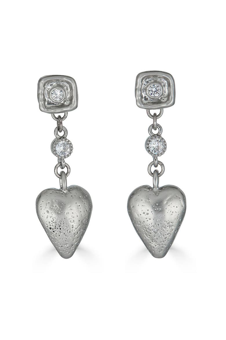 Heart Dangle Earrings, Main, color, Silver