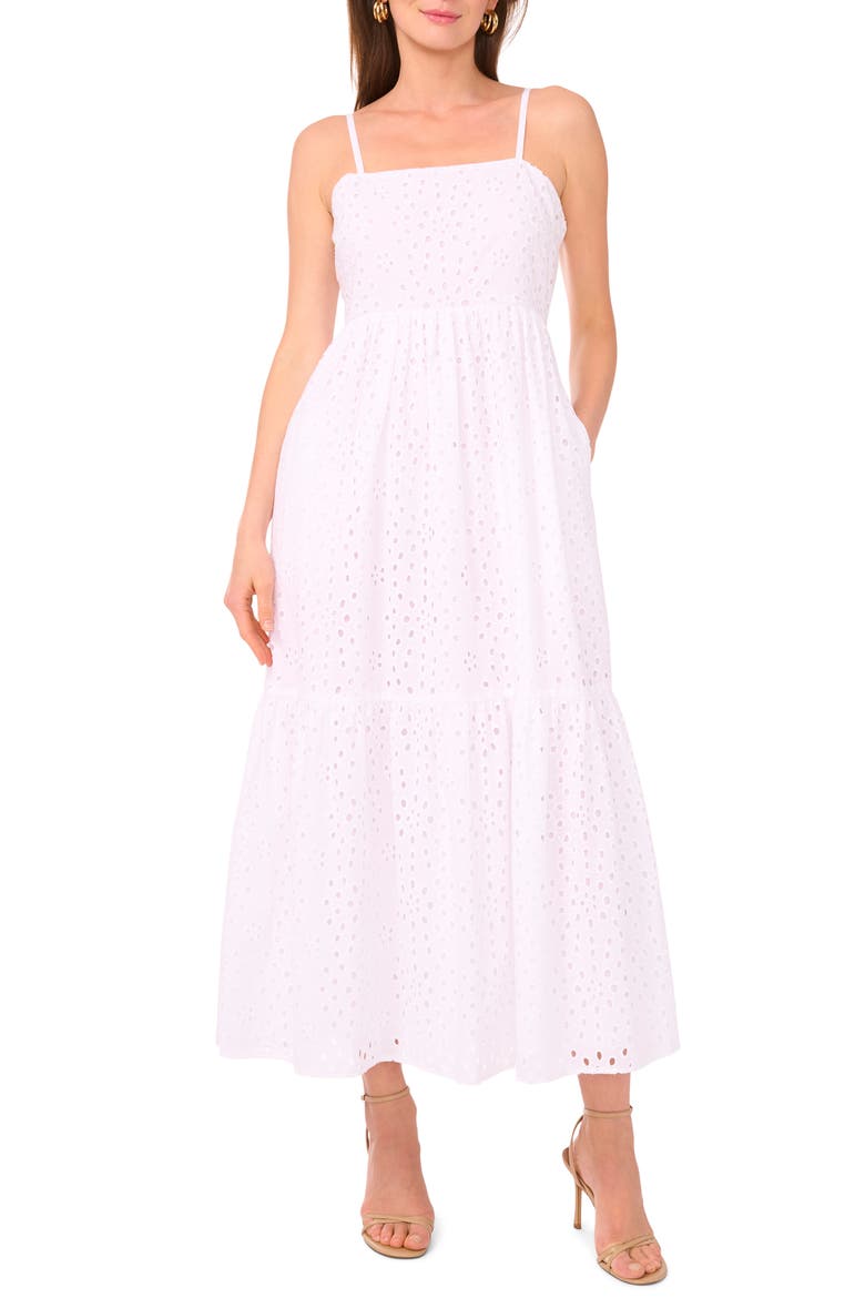 Eyelet Cotton Midi Sundress, Main, color, ULTRA WHITE
