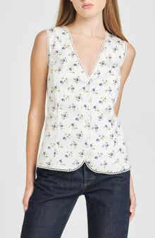 WAYF Jillian Floral Sleeveless Button-Up Top