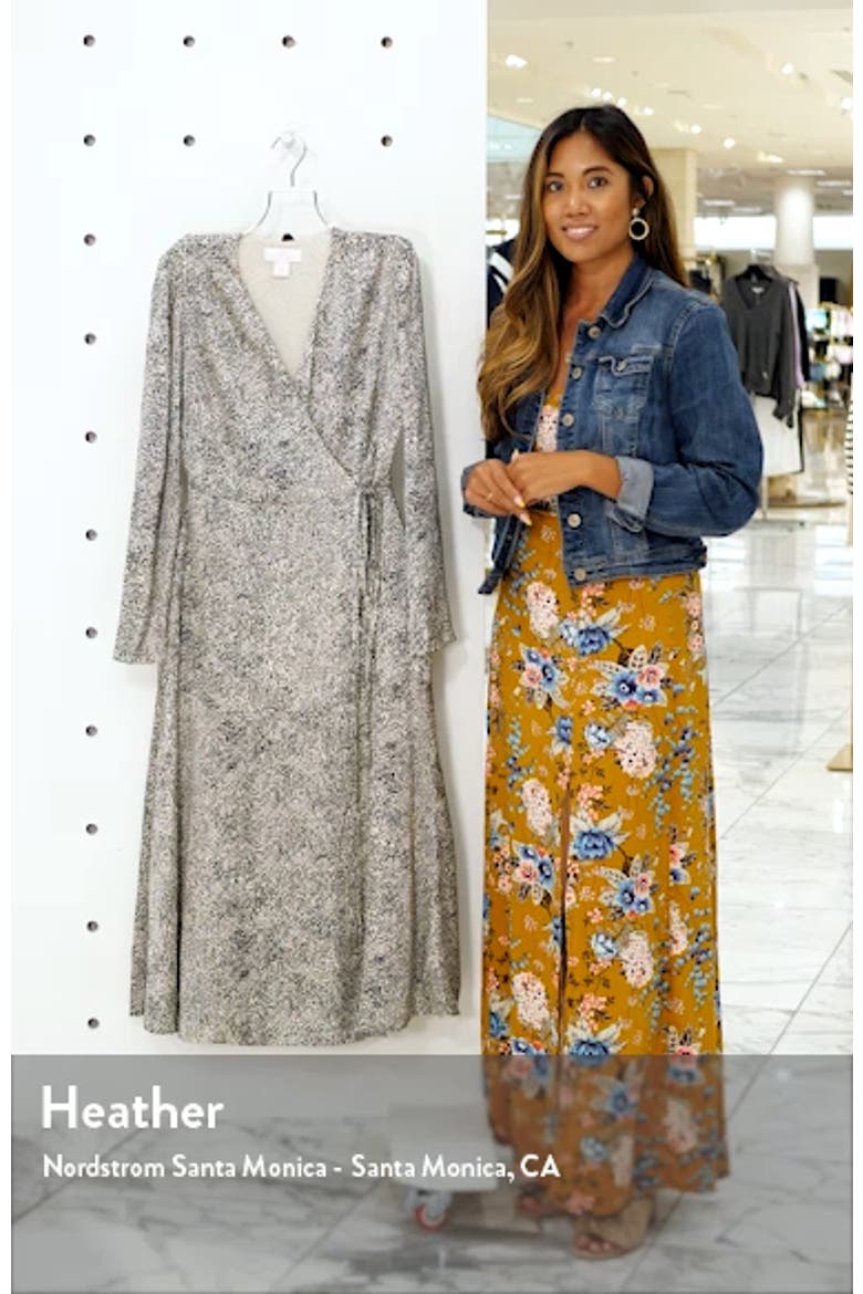Cheetah Print Long Sleeve Satin Wrap Dress video