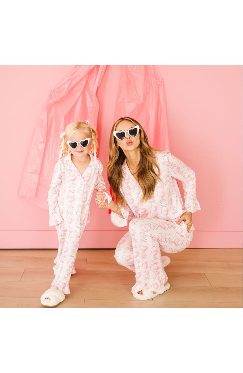 Sweet Wink Heart Floral Trellis Valentine's Day Women's Lounge Set, Alternate, color, Soft Pink