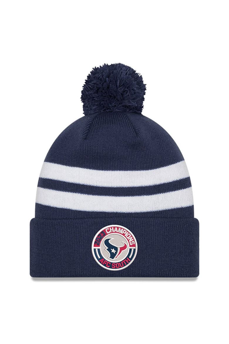 Men's New Era  Navy Houston Texans 2023 AFC South Division Champions Cuffed Knit Hat with Pom, Main, color, Navy