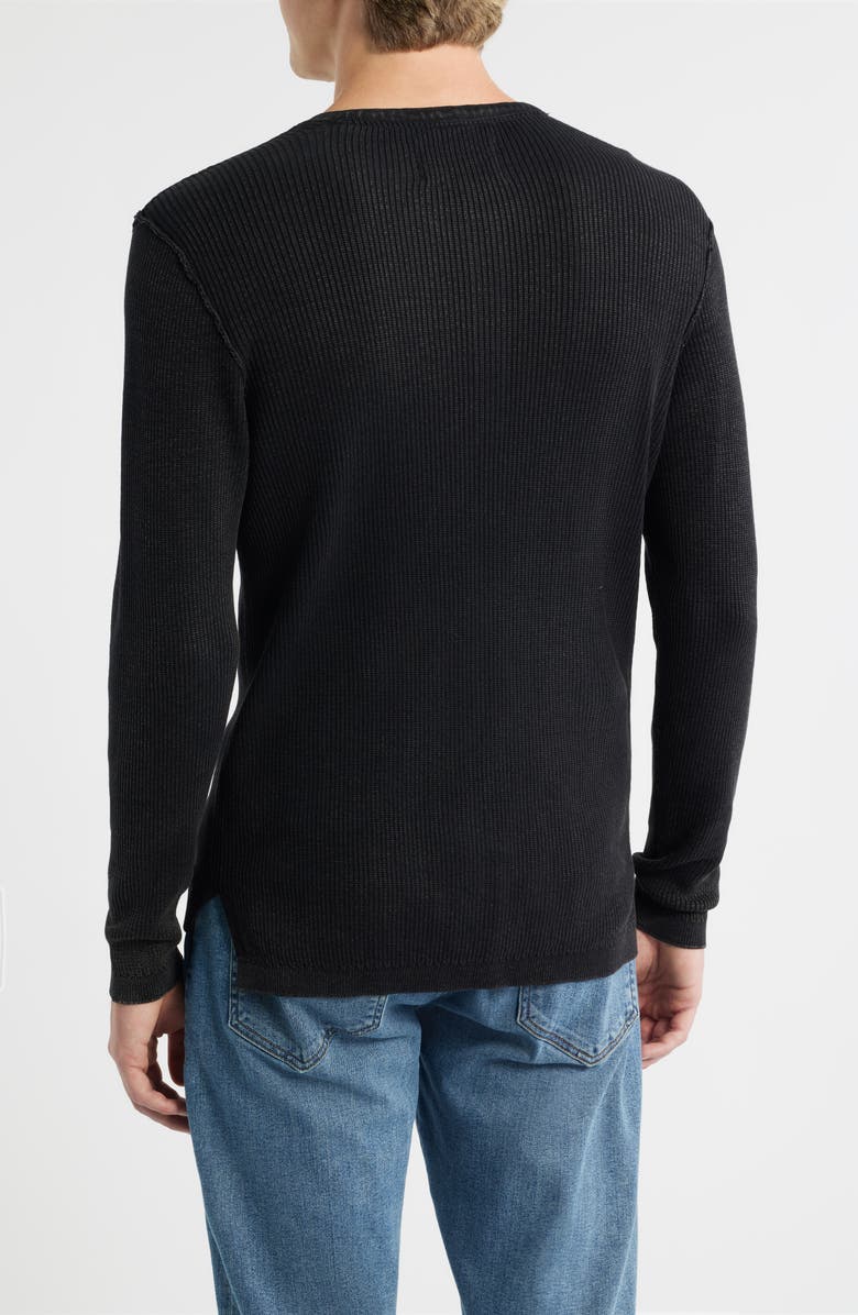 Schott NYC Stonewash Cotton Henley Sweater, Alternate, color, Black