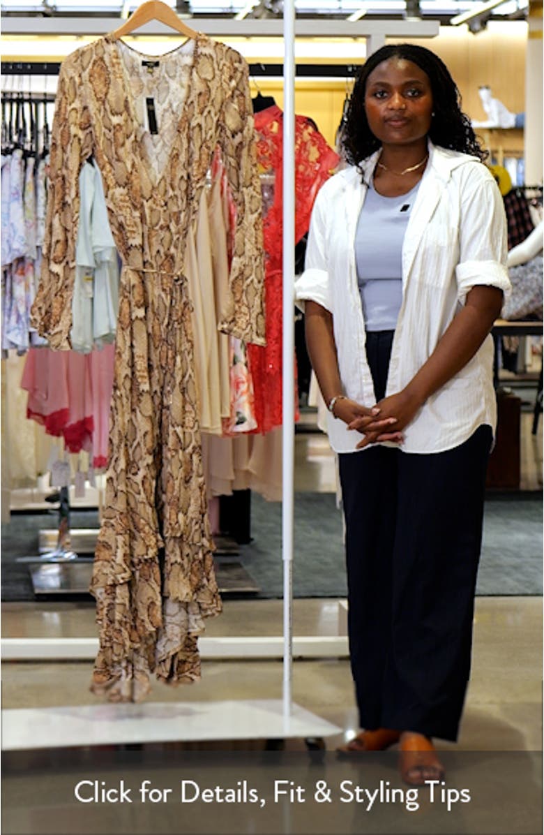 Mimi Snakeskin Print Long Sleeve Wrap Dress, sales video thumbnail