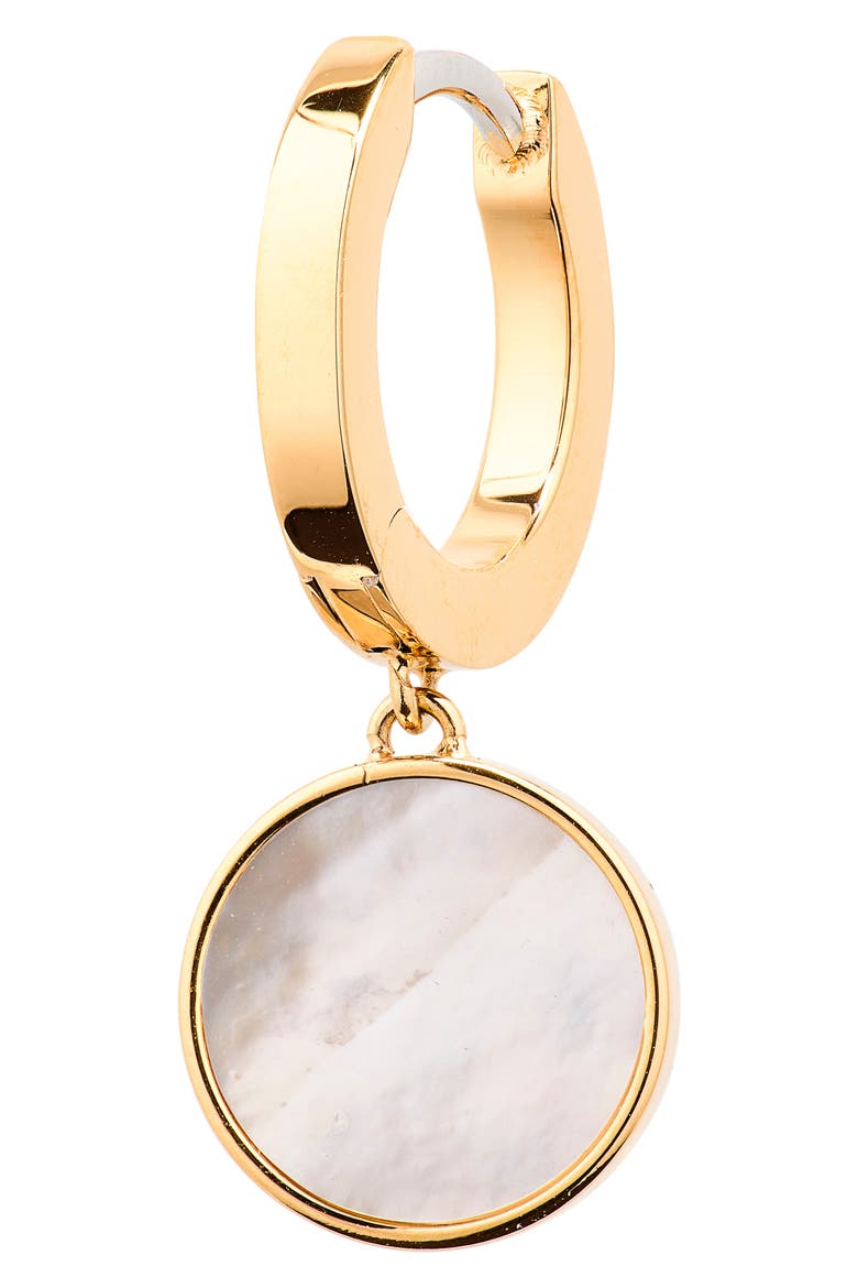 Icon Huggie Hoop Earrings, Alternate, color, TORY GOLD / MOTHER OF PEARL