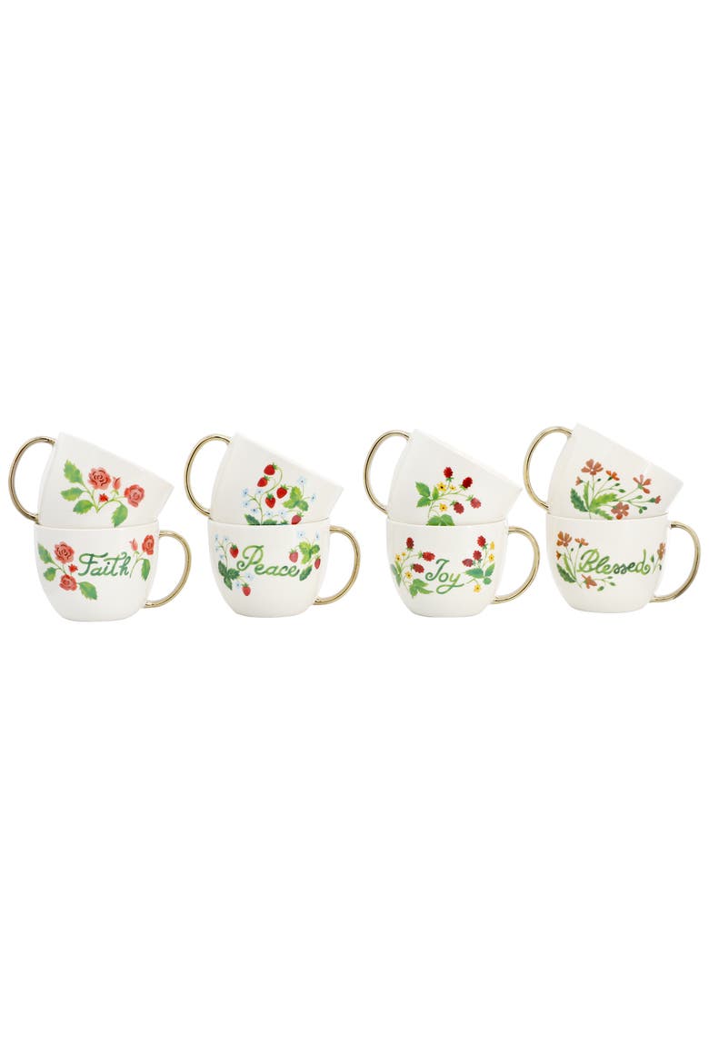 8 Piece 17.5 Ounce Ceramic Assorted Mug Set, Main, color, White