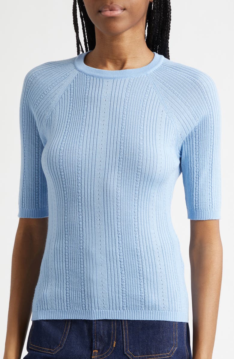 Veronica Beard Brielle Raglan Rib Knit Top, Alternate, color, Blue Jay
