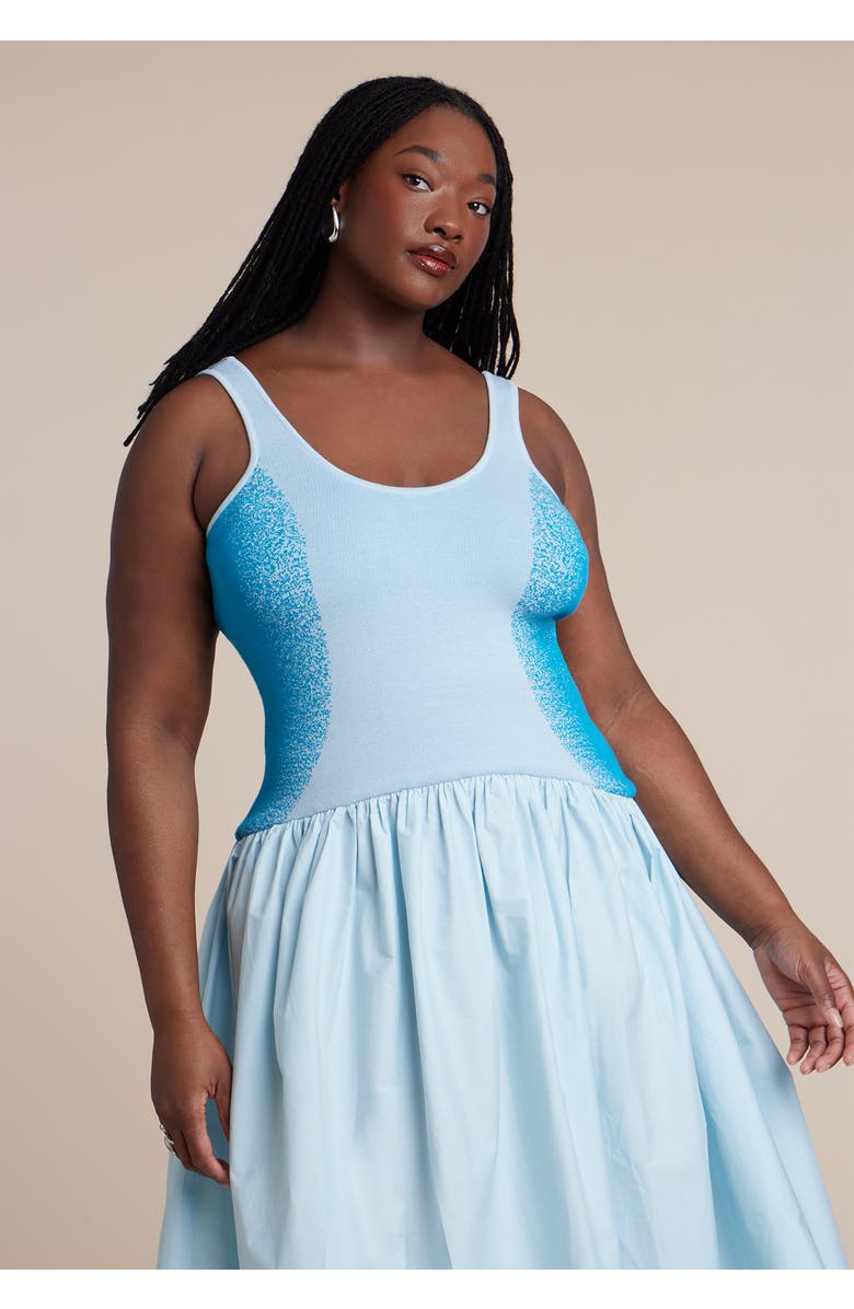 ELOQUII Flare Skirt Tank Dress, Alternate, color, Ombre Curve Blue