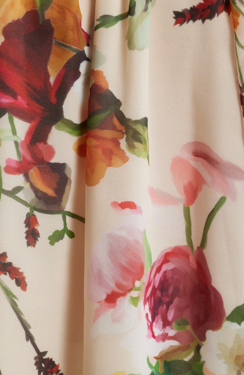 KOBI HALPERIN Galen Floral Tie Neck Chiffon Top, Alternate, color, Ecru Multi