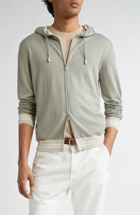 【関税&送料込】Eleventy Sweaters $795 eleventy FULL-ZIP BOMBER SWEATSHIRT | GREY SAND