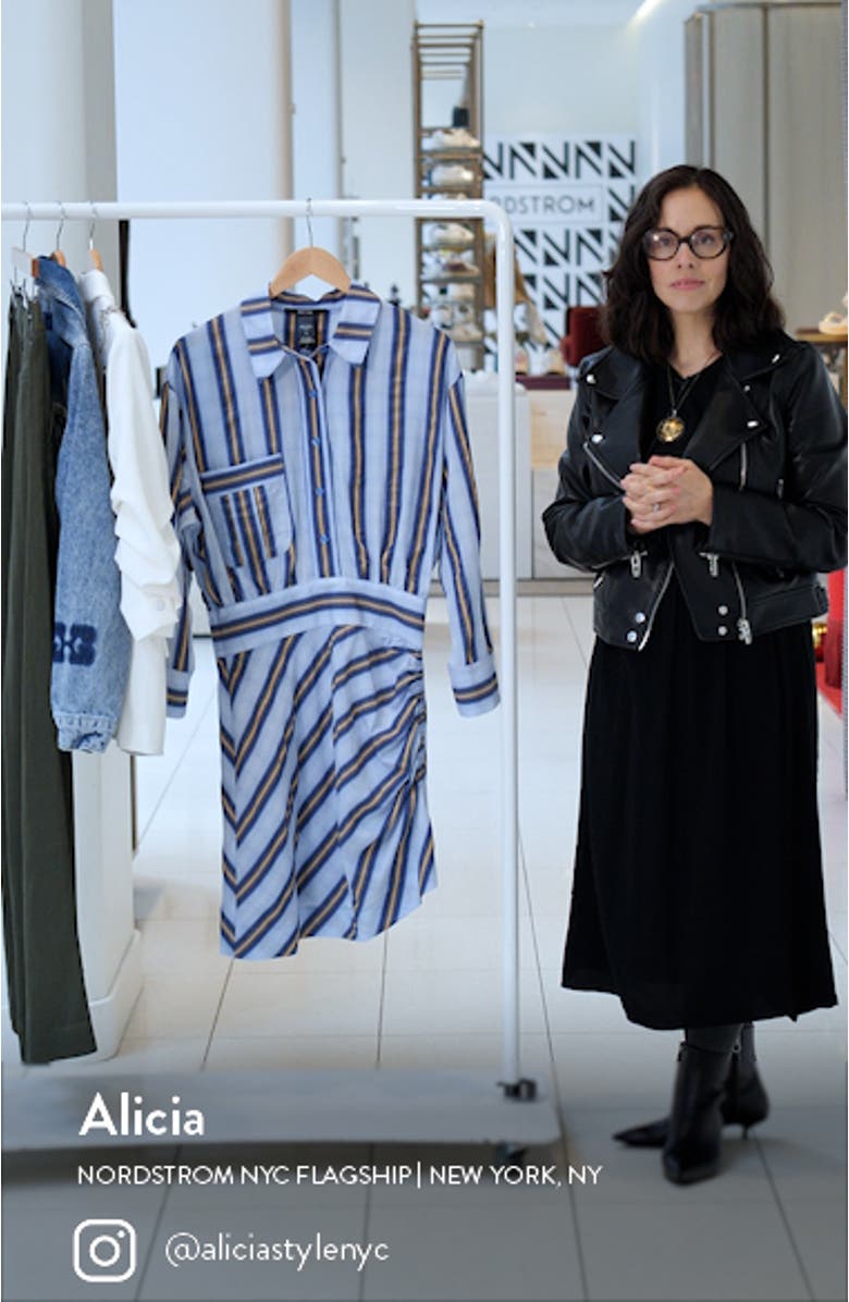 Stripe Long Sleeve Mini Shirtdress, sales video thumbnail