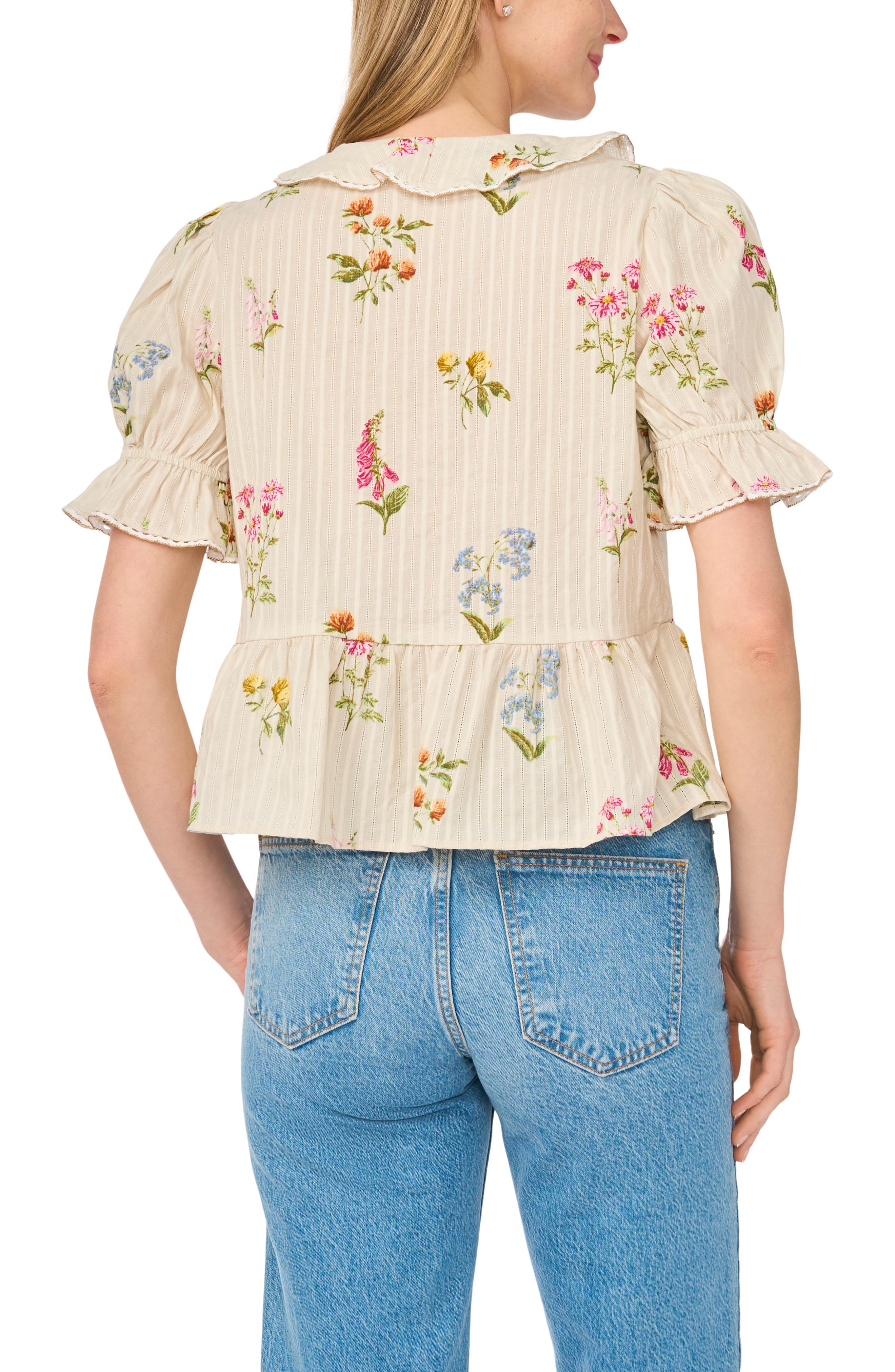 Ruffle Trim Peplum Cotton Top - image 4