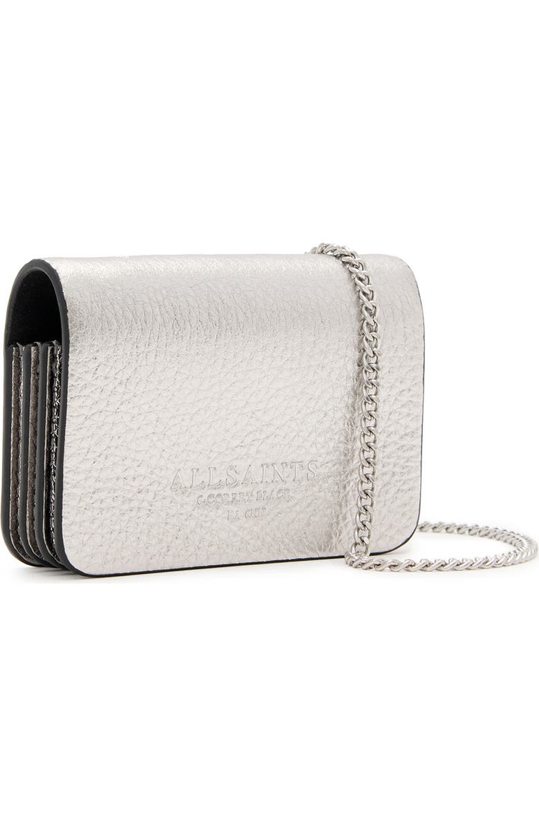 AllSaints The Honore Leather Cardholder, Alternate, color, Silver