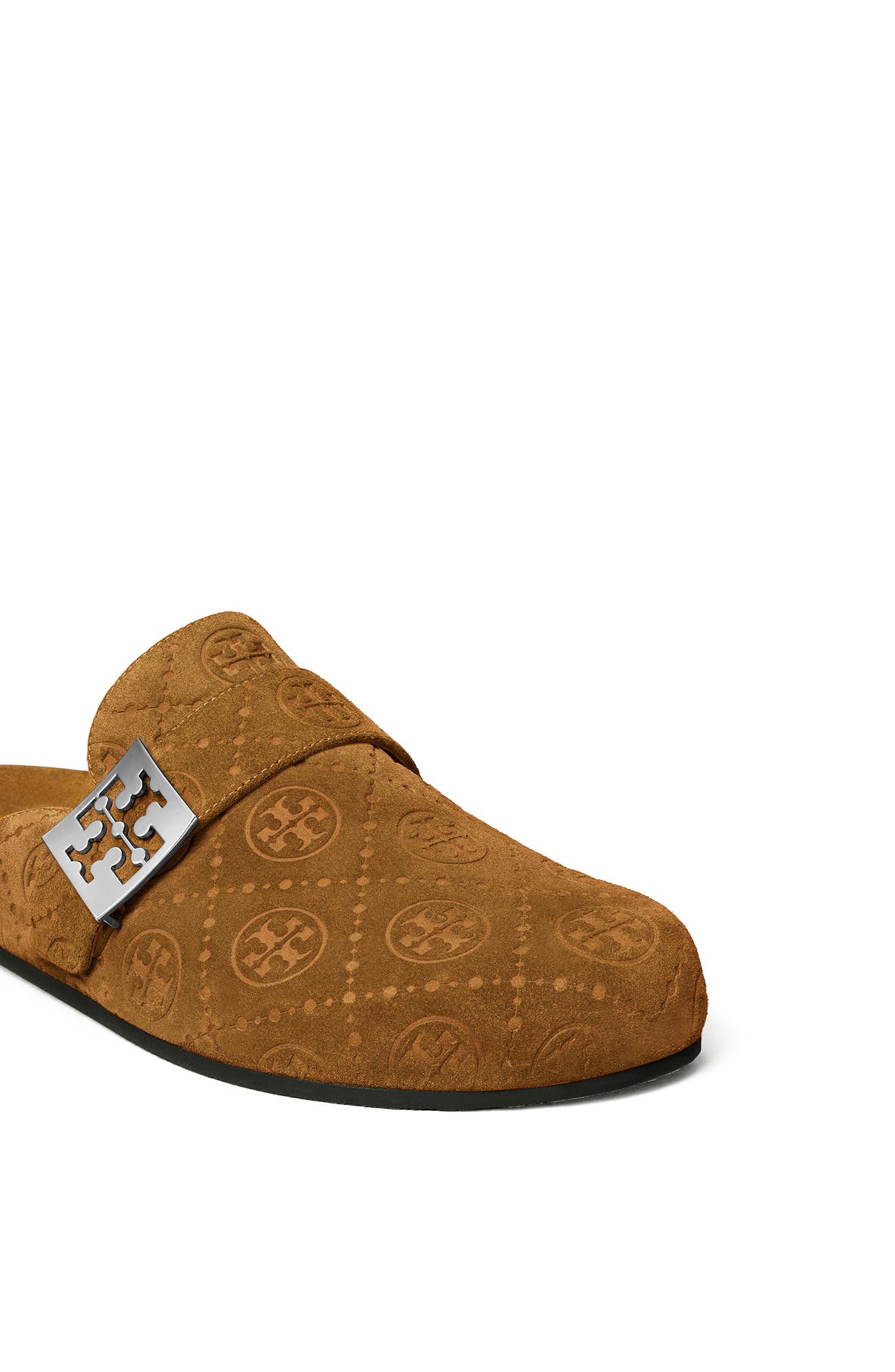 Tory Burch T Monogram Mellow Mule, Alternate, color, Golden Brown / Silver