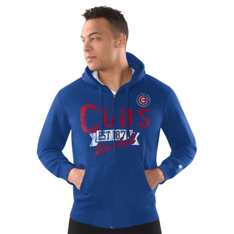 Men's Starter  Royal Chicago Cubs Distressed Full-Zip Hooded Jacket