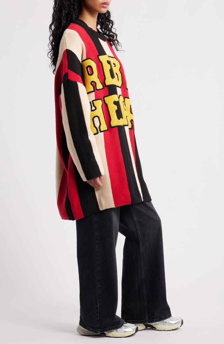 Dressed in Lala Rebel Heart Oversize Sweater, Alternate, color, Red/Black Stripes