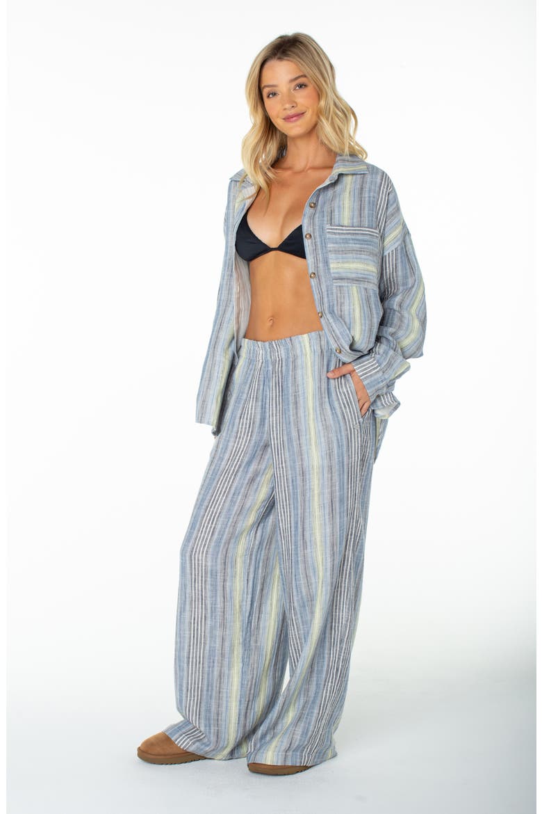 Offshore Stripe Wide Leg Cotton Pants, Alternate, color, MOOD INDIGO