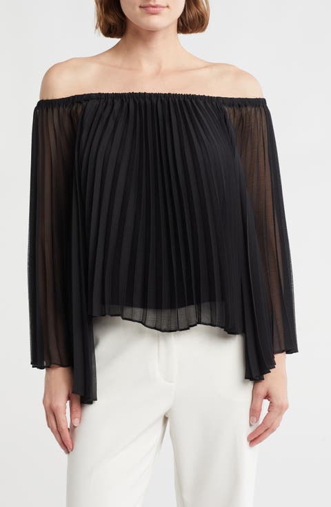 Aundrea Pleated Off the Shoulder Top