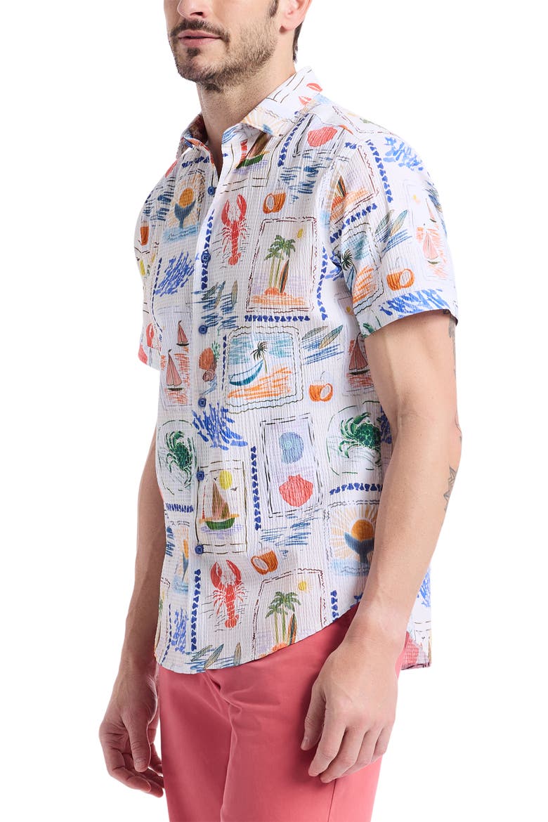 Isla Vista Short Sleeve Seersucker Button-Up Shirt, Alternate, color, MULTI