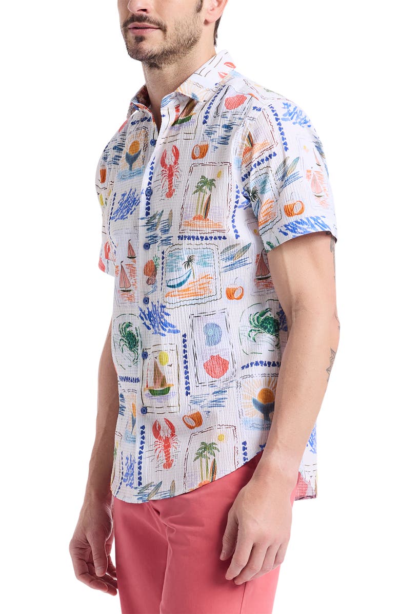 Robert Graham Isla Vista Short Sleeve Seersucker Button-Up Shirt, Alternate, color, 