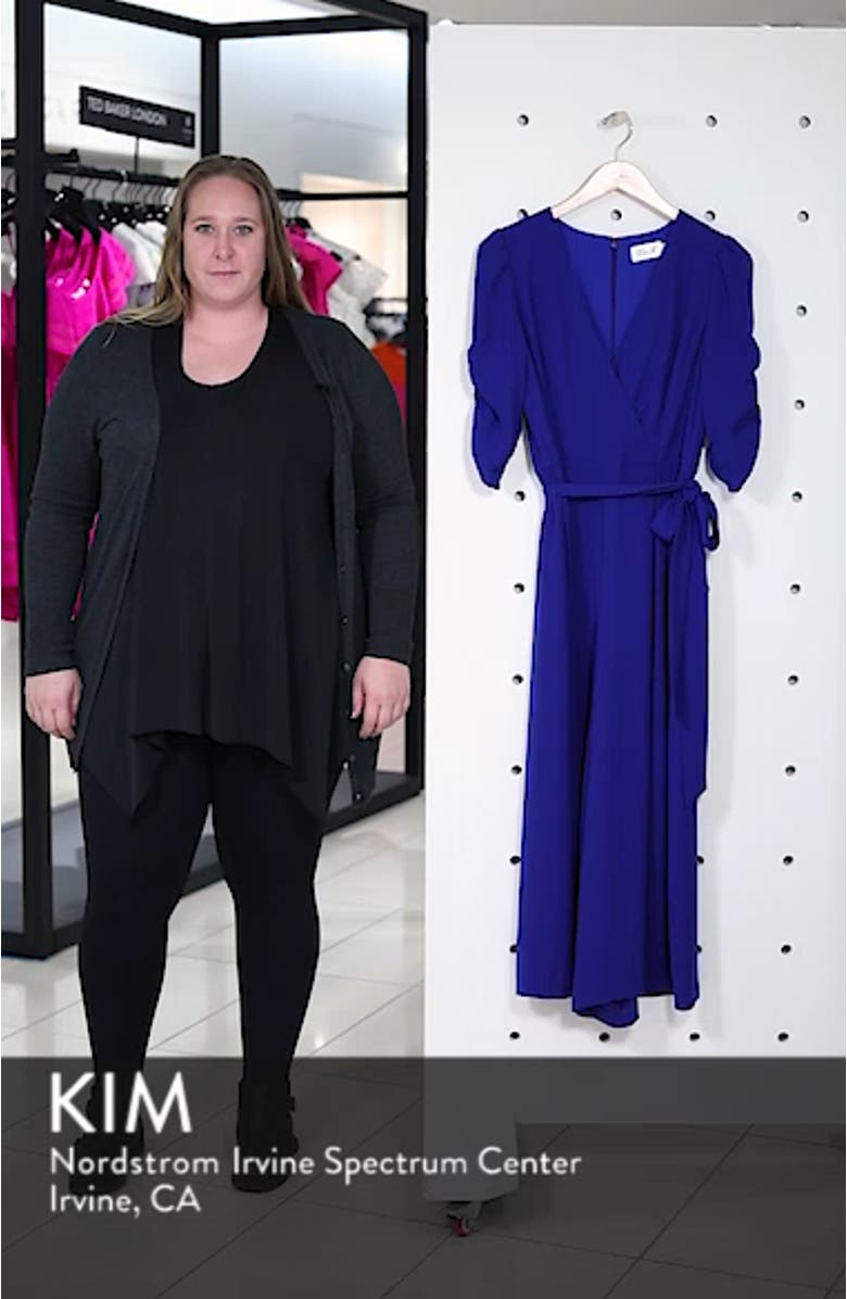 Ruched Sleeve Wide Leg Jumpsuit, sales video thumbnail