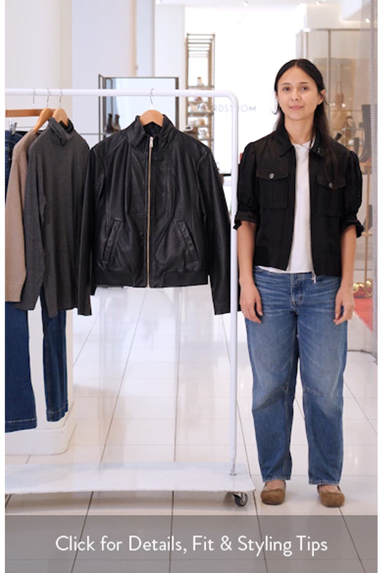 Stand Collar Leather Bomber Jacket video
