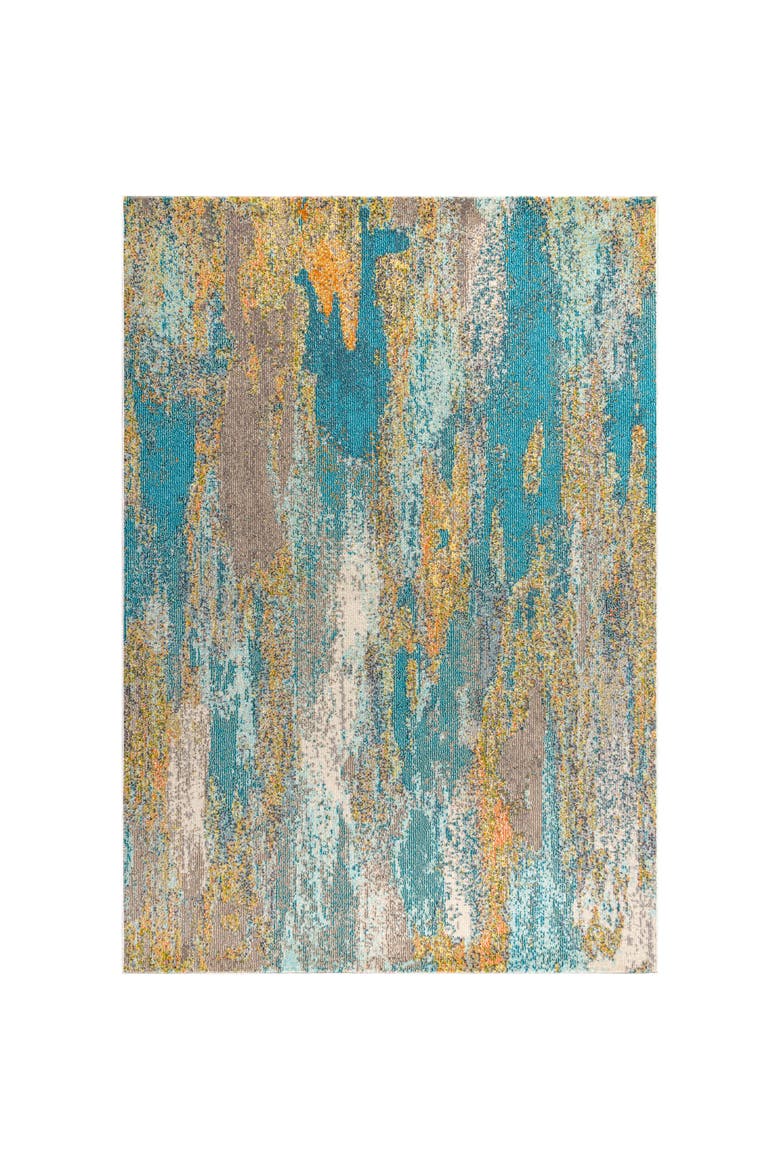 Contemporary POP Modern Abstract Vintage Waterfall Area Rug, Main, color, Blue/Brown/Orange