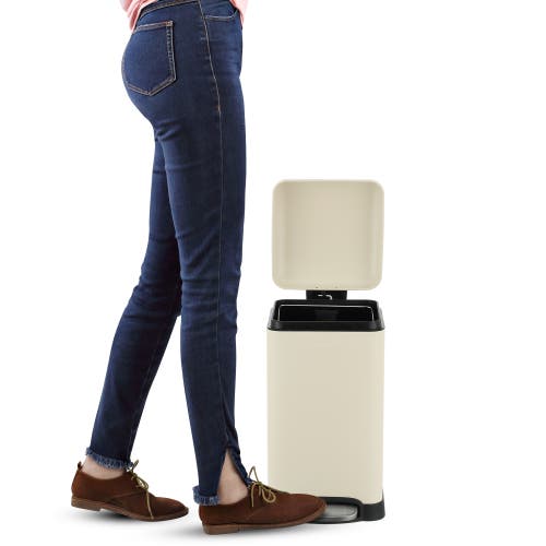 Happimess Betty Retro Mini 3.2-gallon Step-open Trash Can In Limestone Beige