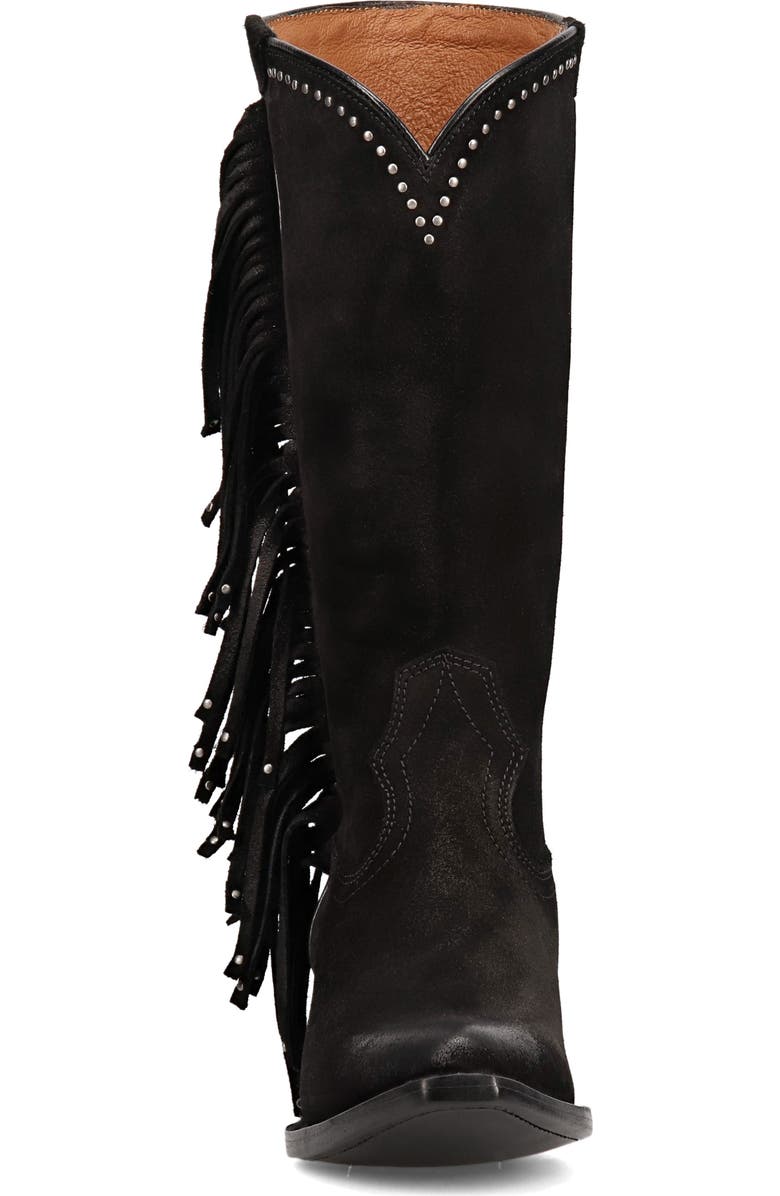 Frye Sacha Fringe Knee High Boot, Alternate, color, Black