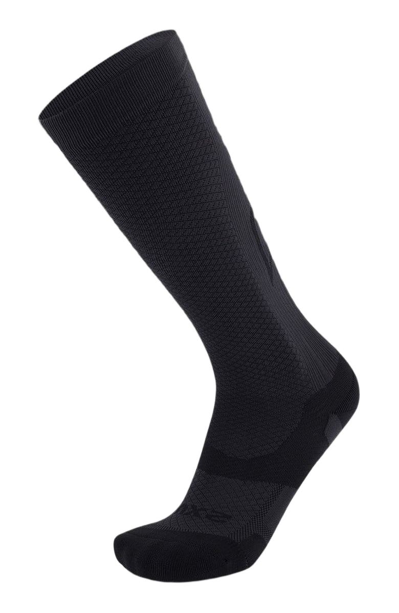 2XU Mens Refresh Recovery Compression Tights, Alternate, color, Titanium/Black