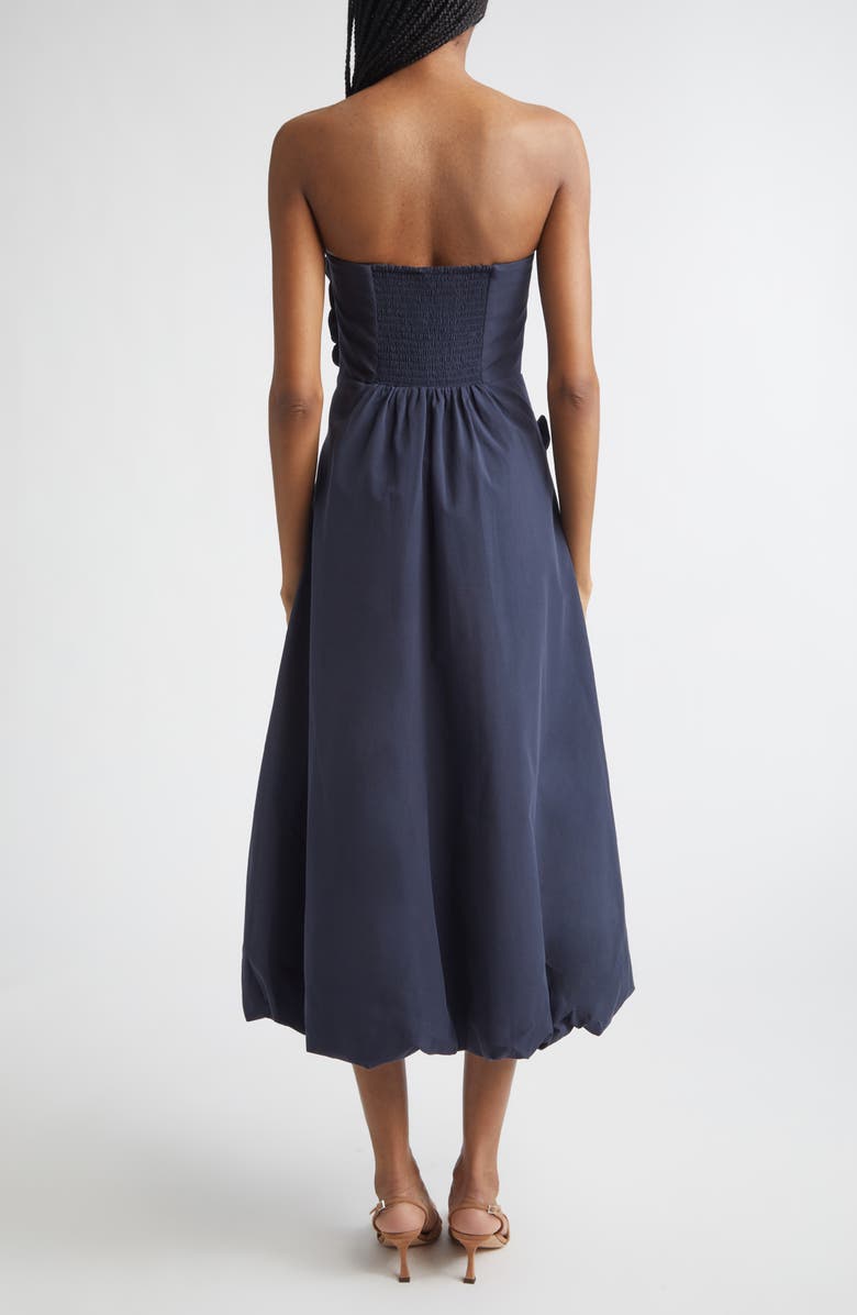 Ramy Brook Zaria Floral Strapless Midi Dress, Alternate, color, Navy